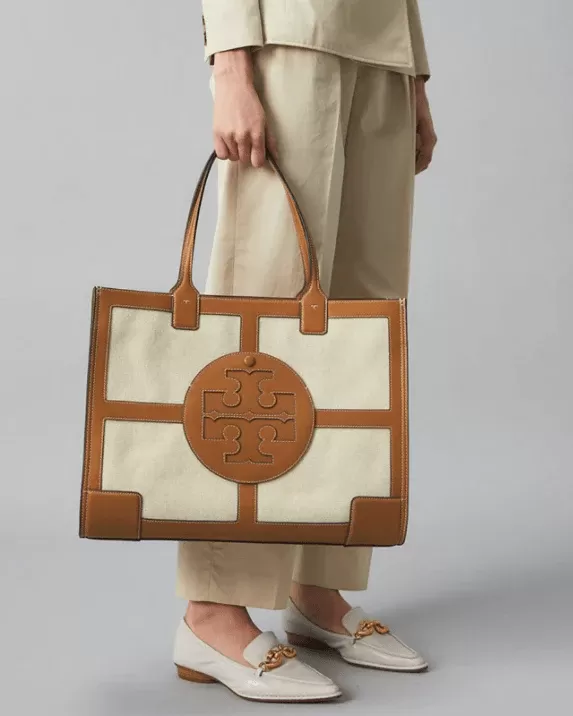 Tory Burch Ella Canvas Quadrant Tote Bag