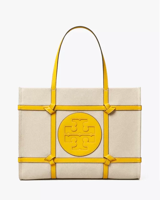 Tory Burch Ella Canvas Quadrant Knot Tote Bag