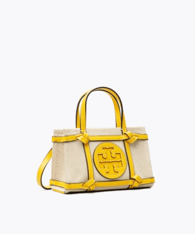 Tory Burch Ella Canvas Quadrant Micro Tote Bag