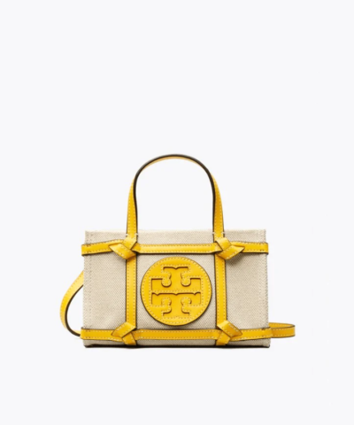Tory Burch Ella Canvas Quadrant Micro Tote Bag