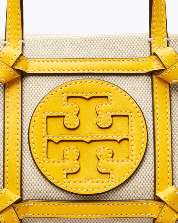 Tory Burch Ella Canvas Quadrant Micro Tote Bag