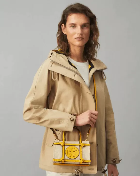 Tory Burch Ella Canvas Quadrant Micro Tote Bag
