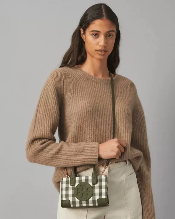 Tory Burch Ella Gingham Micro Tote Bag