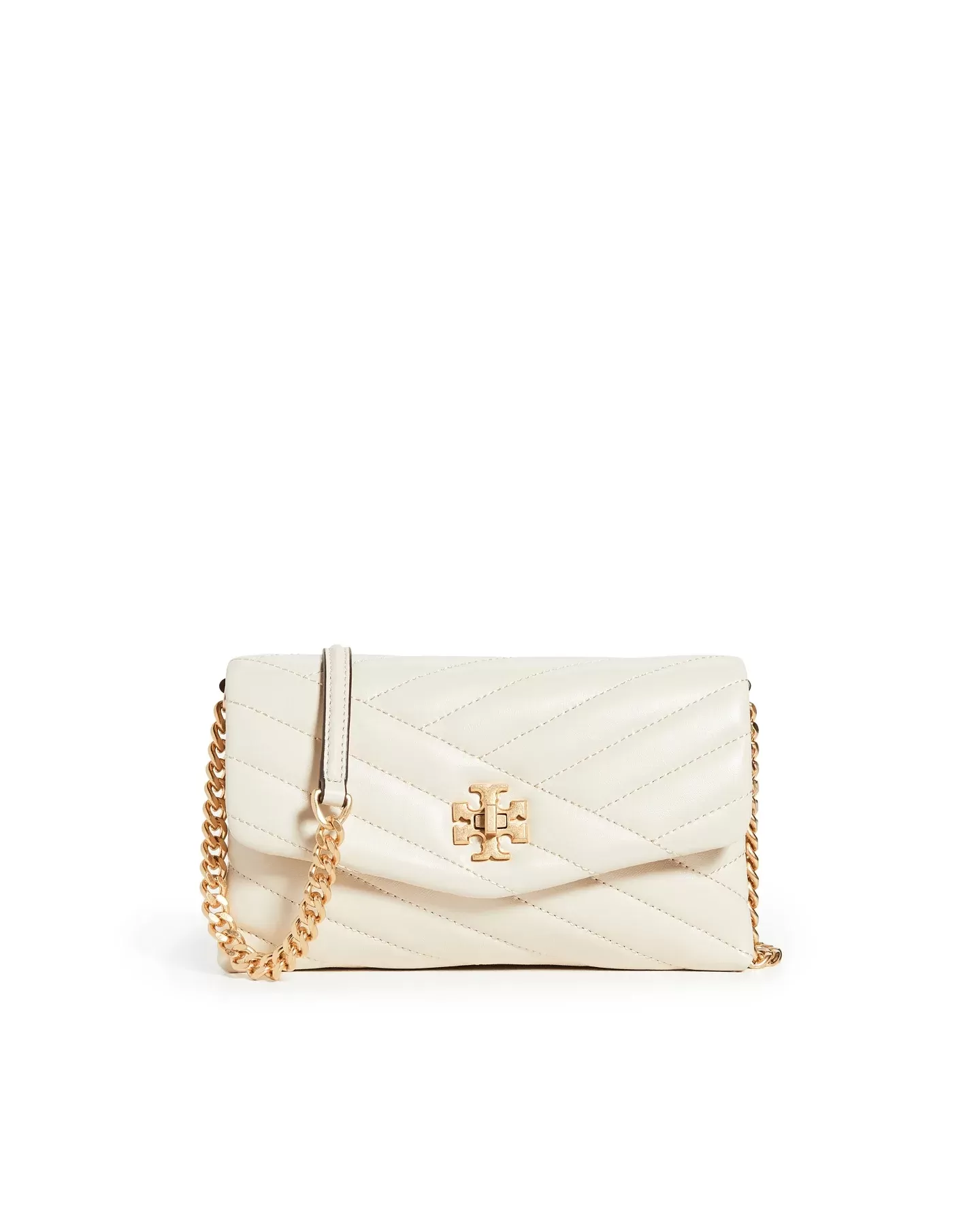 Tory Burch Kira Chevron Chain Wallet Crossbody Bag, New Ivory