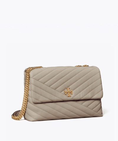 Tory Burch Kira Chevron Convertible Shoulder Bag, Gray Heron