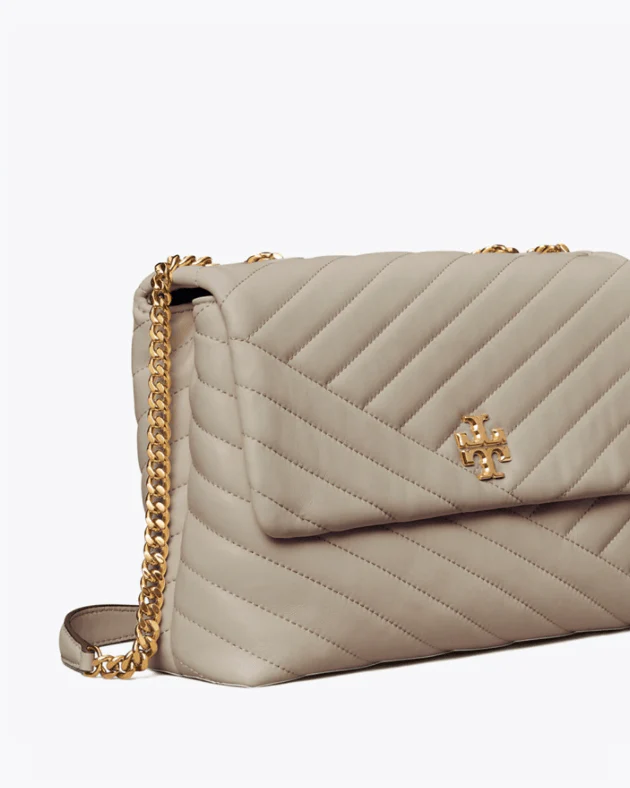 Tory Burch Kira Chevron Convertible Shoulder Bag, Gray Heron
