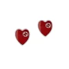 Gucci Earrings with Interlocking G enamel Heart
