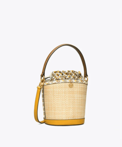Tory Burch Robinson Straw Mini Bucket Bag