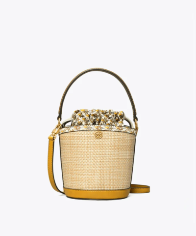 Tory Burch Robinson Straw Mini Bucket Bag