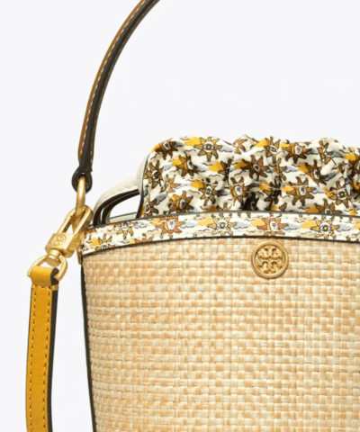 Tory Burch Robinson Straw Mini Bucket Bag