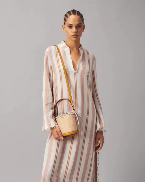 Tory Burch Robinson Straw Mini Bucket Bag