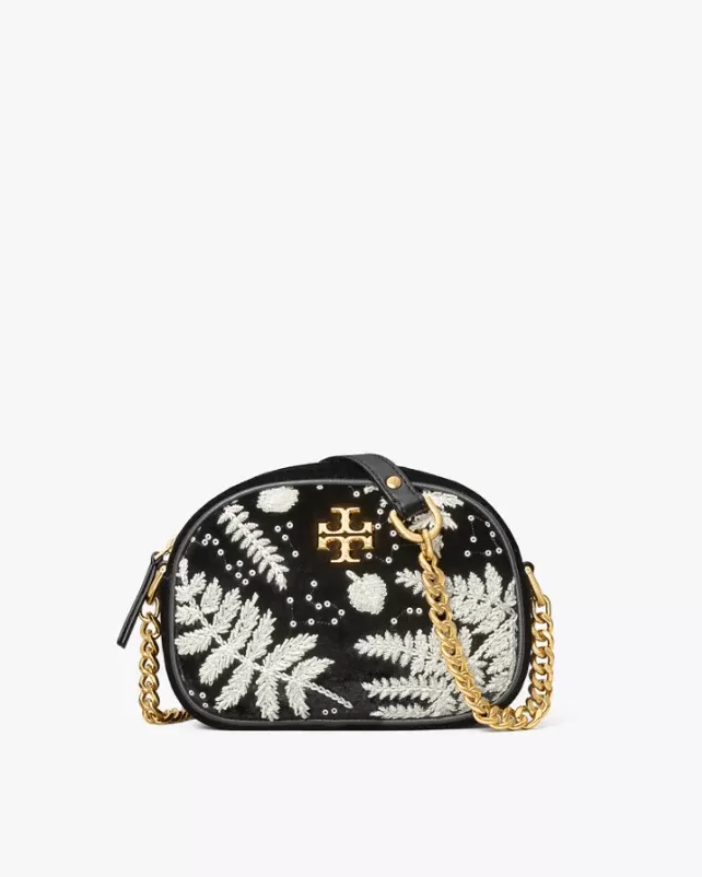 Tory Burch Kira Embroidered Velvet Small Camera Bag