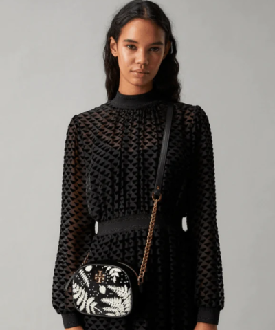 Tory Burch Kira Embroidered Velvet Small Camera Bag