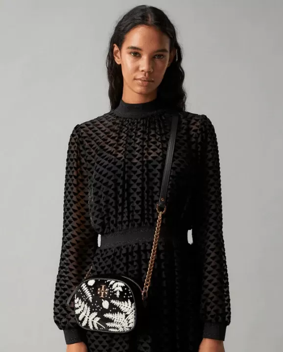 Tory Burch Kira Embroidered Velvet Small Camera Bag