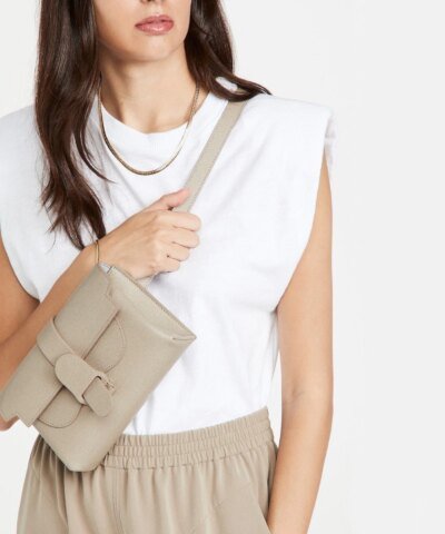 Senreve Aria Leather Belt Bag, Cream