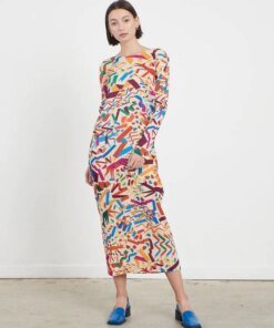 Pleats Please Issey Miyake Long Sleeve Dress Confetti