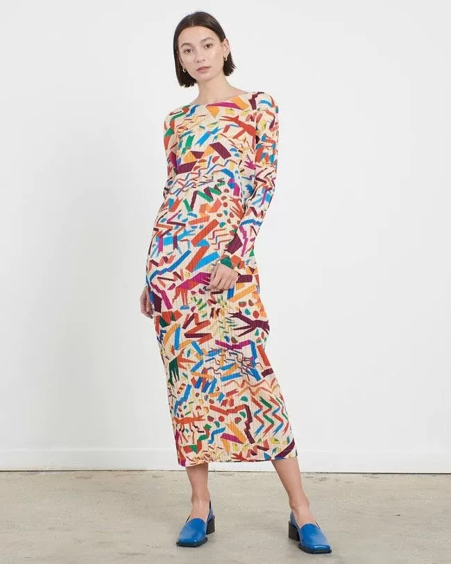 Pleats Please Issey Miyake Long Sleeve Dress Confetti