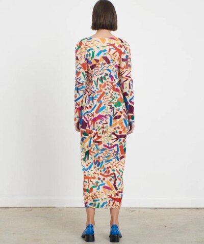 Pleats Please Issey Miyake Long Sleeve Dress Confetti