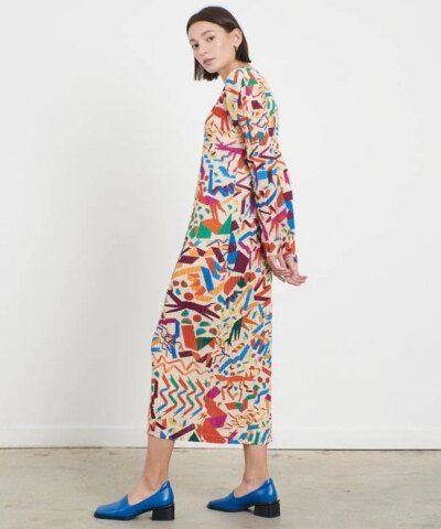 Pleats Please Issey Miyake Long Sleeve Dress Confetti