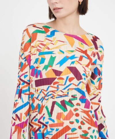 Pleats Please Issey Miyake Long Sleeve Dress Confetti