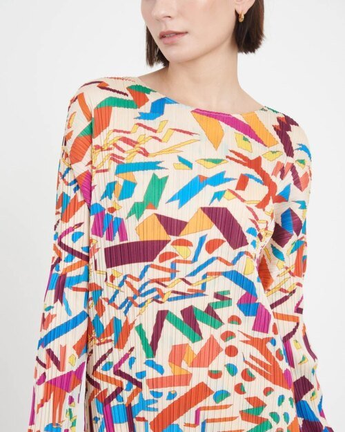 Pleats Please Issey Miyake Long Sleeve Dress Confetti