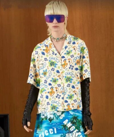 Gucci Retro Flower Print Viscose Shirt
