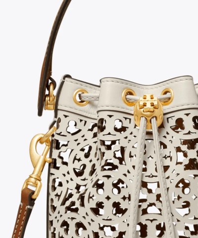 Tory Burch T Monogram Laser-Cut Mini Bucket Bag