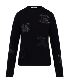 Max Mara MIA Embellished Logo Cashmere Sweater