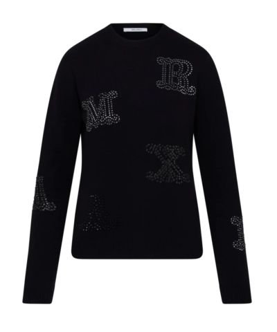 Max Mara MIA Embellished Logo Cashmere Sweater