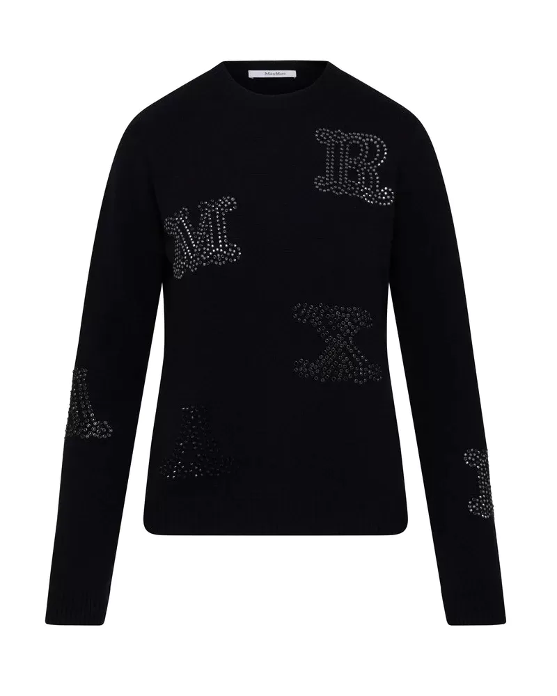 Max Mara MIA Embellished Logo Cashmere Sweater