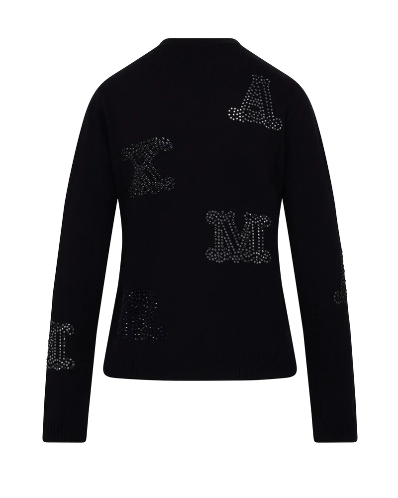 Max Mara MIA Embellished Logo Cashmere Sweater