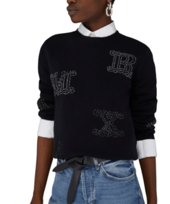 Max Mara MIA Embellished Logo Cashmere Sweater