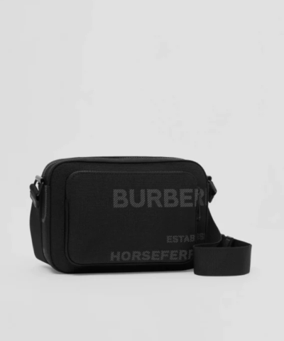 Burberry Black Horseferry Print Nylon Crossbody Bag