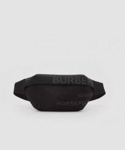 Burberry Horseferry Print Nylon Canvas Sonny Bum Bag In Black