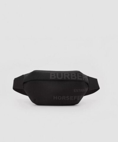 Burberry Horseferry Print Nylon Canvas Sonny Bum Bag In Black