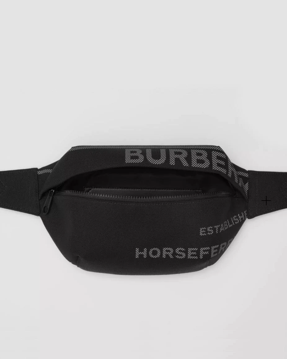 Burberry Horseferry Print Nylon Canvas Sonny Bum Bag In Black