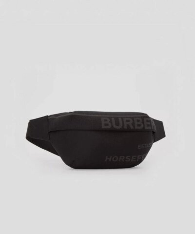 Burberry Horseferry Print Nylon Canvas Sonny Bum Bag In Black