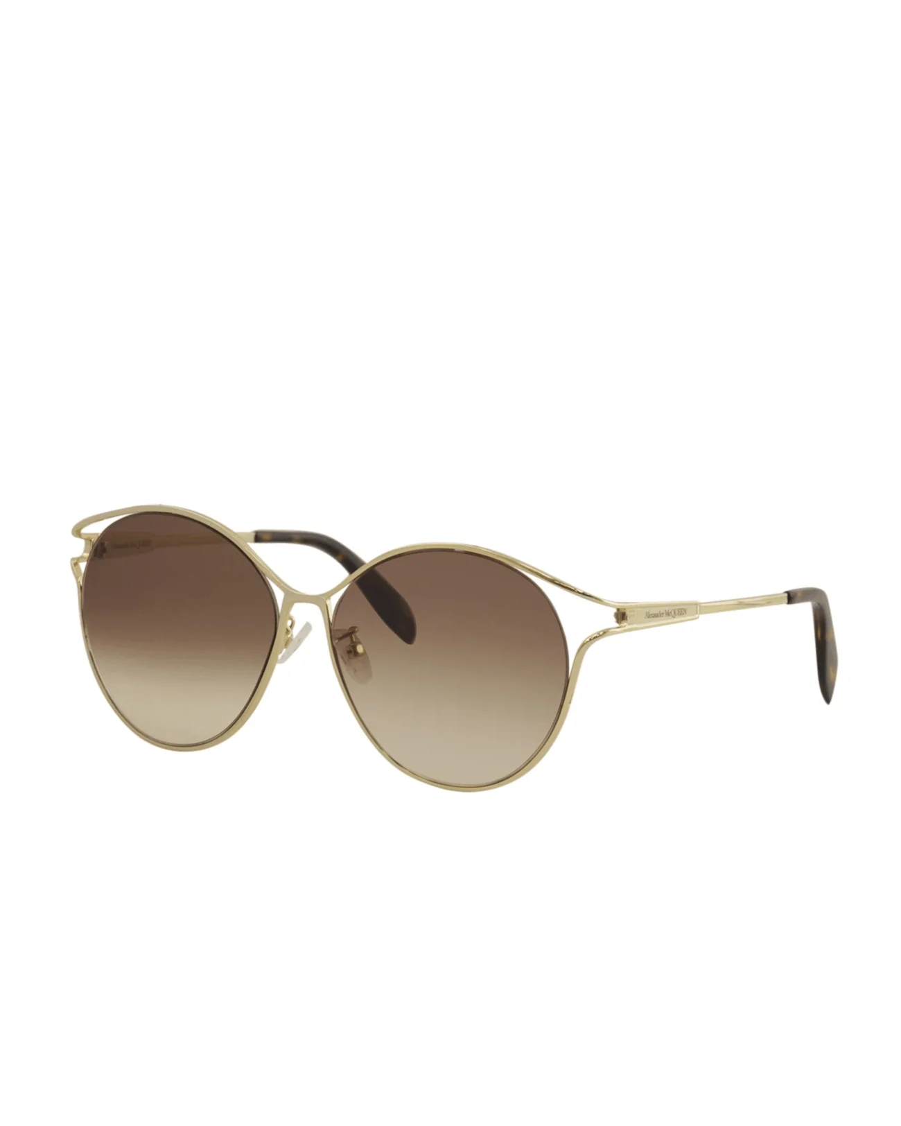 Alexander McQueen AM0210SA 002 Gold Round Sunglasses