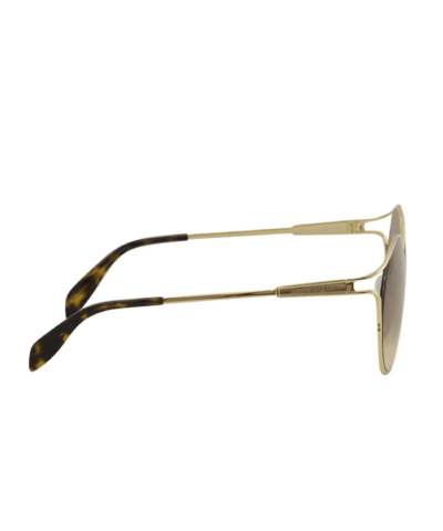 Alexander McQueen AM0210SA 002 Gold Round Sunglasses