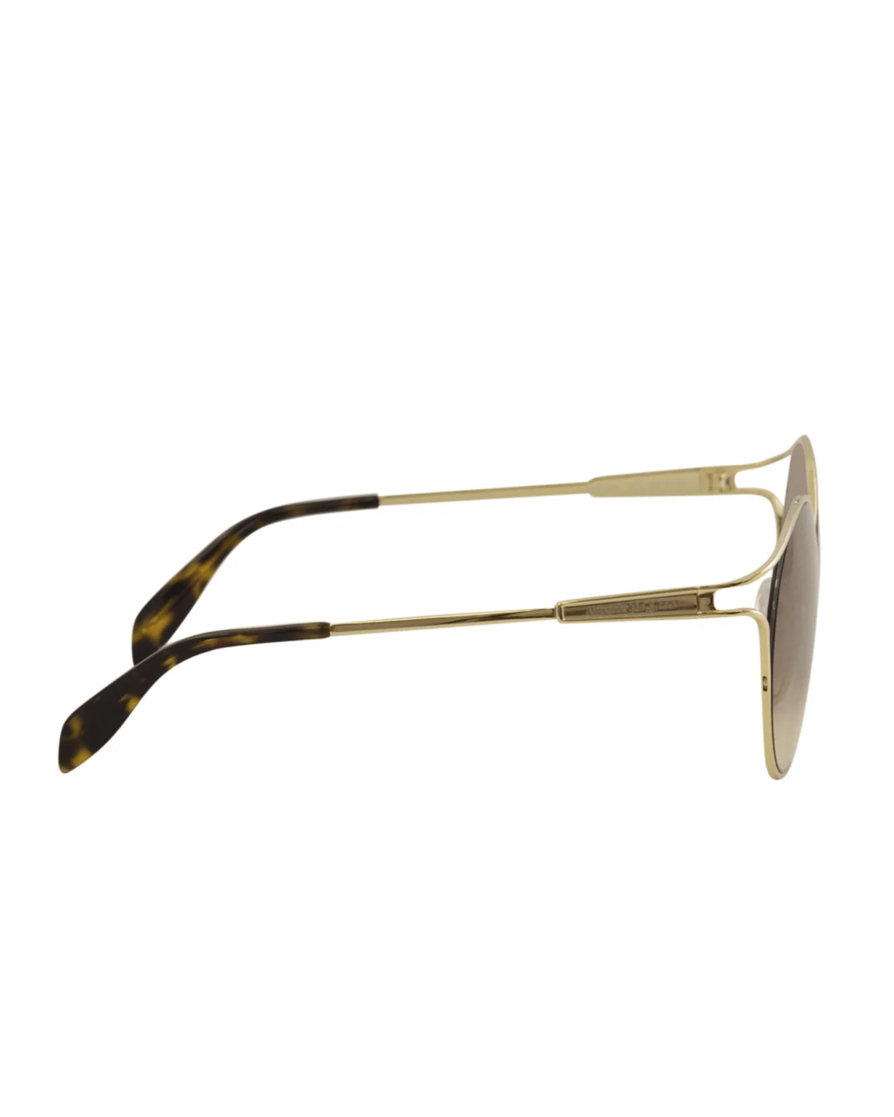 Alexander McQueen AM0210SA 002 Gold Round Sunglasses