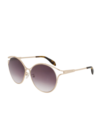 Alexander McQueen AM0210SA 004 Gold Violet Round Sunglasses