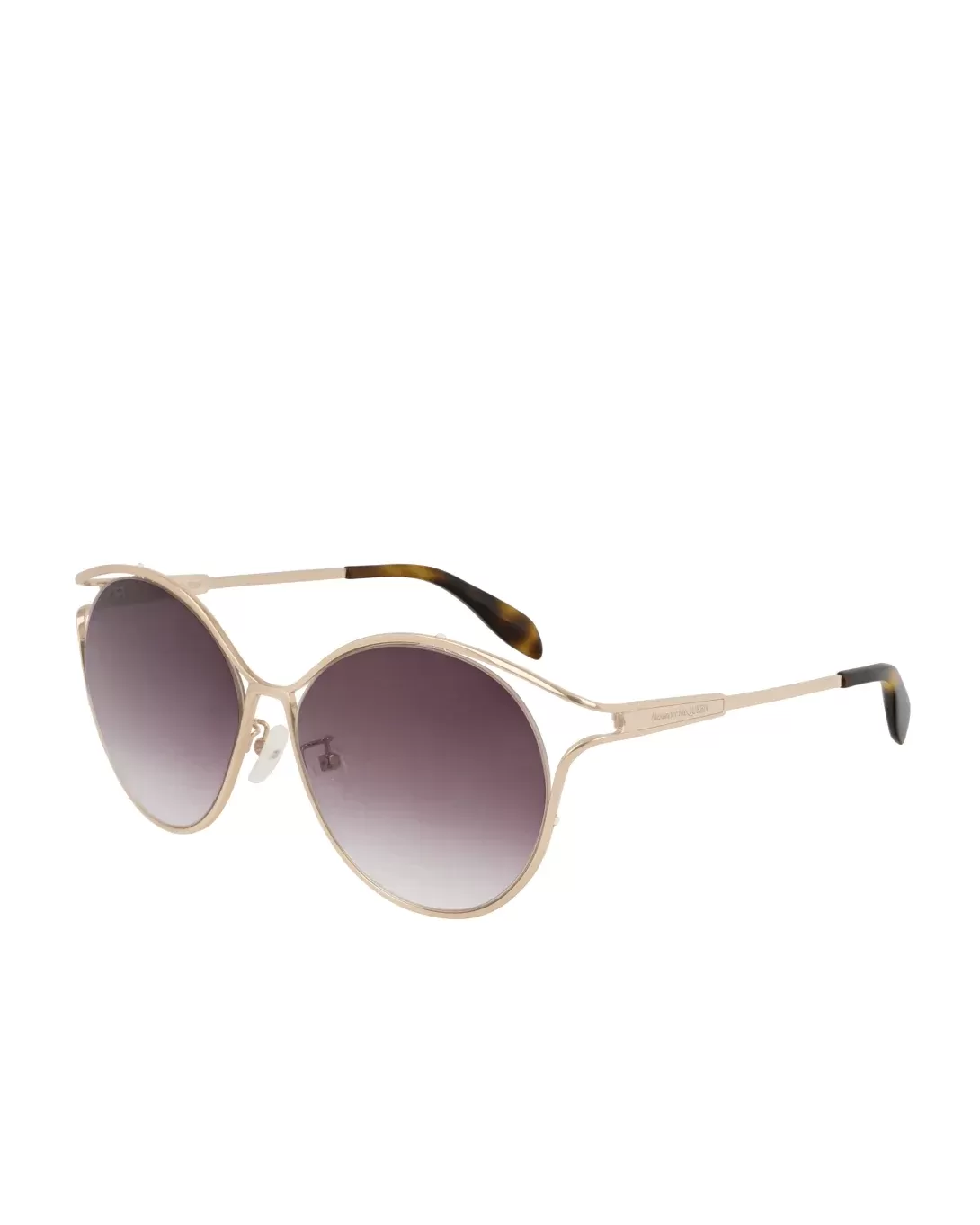 Alexander McQueen AM0210SA 004 Gold Violet Round Sunglasses