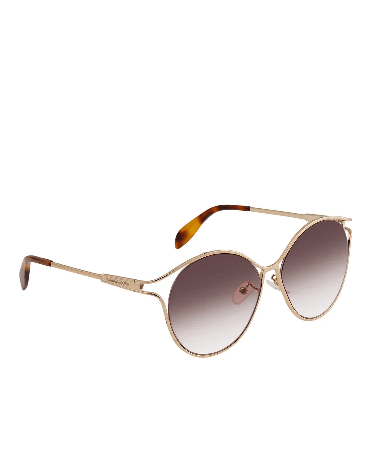 Alexander McQueen AM0210SA 004 Gold Violet Round Sunglasses