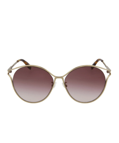 Alexander McQueen AM0210SA 004 Gold Violet Round Sunglasses