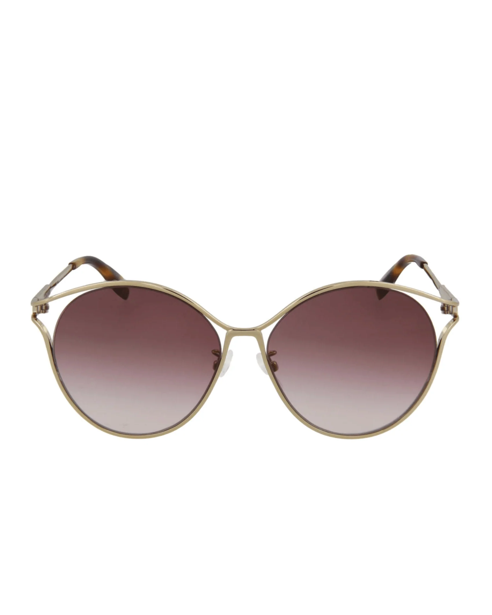 Alexander McQueen AM0210SA 004 Gold Violet Round Sunglasses