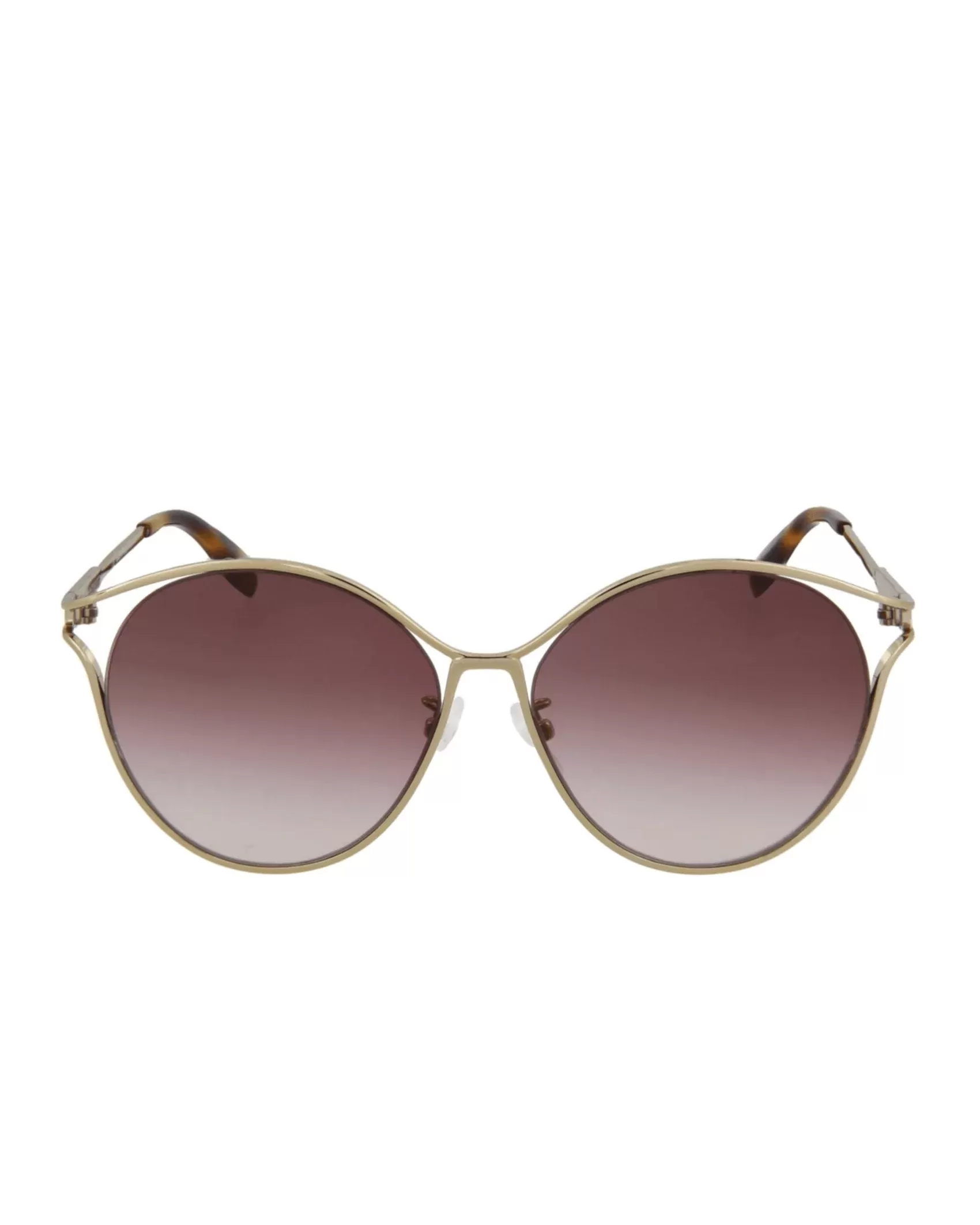 Alexander McQueen AM0210SA 004 Gold Violet Round Sunglasses