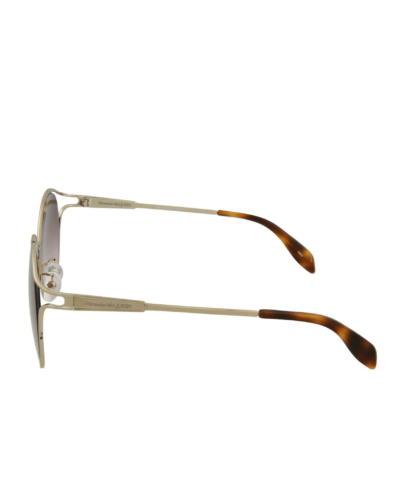 Alexander McQueen AM0210SA 004 Gold Violet Round Sunglasses