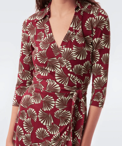 DVF Abigail Silk Jersey Wrap Dress in Fan Wine