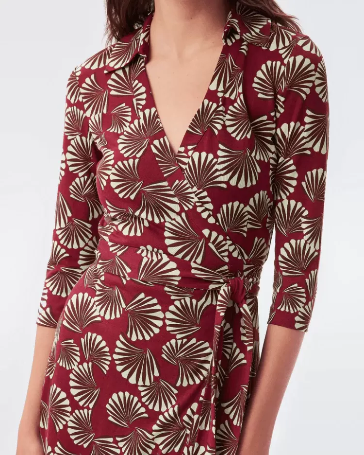 DVF Abigail Silk Jersey Wrap Dress in Fan Wine