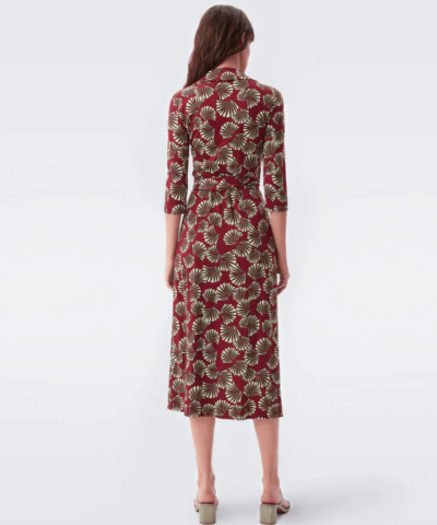 DVF Abigail Silk Jersey Wrap Dress in Fan Wine